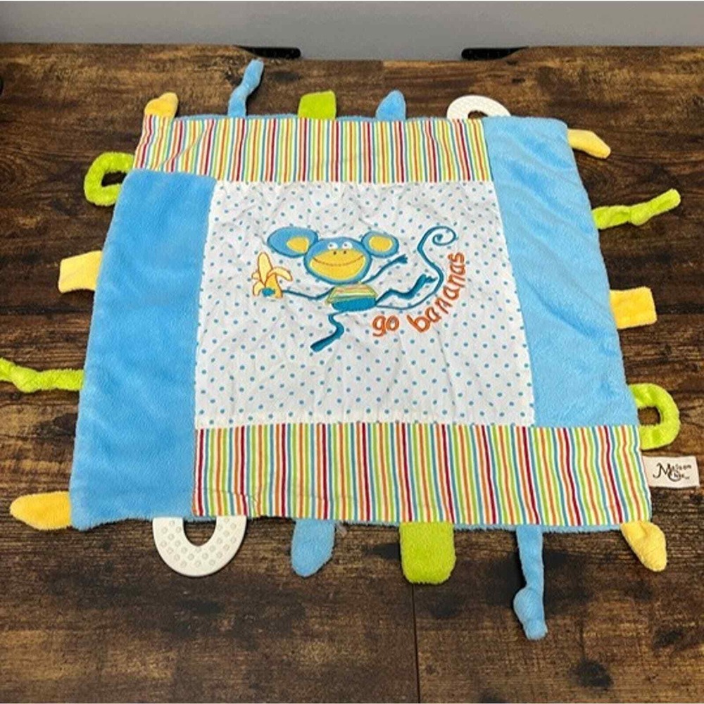 Maison Chic Baby Go Bananas Blue Green Stripe Dot Teether Lovey